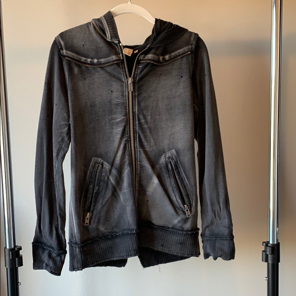 BKE distressed black zip up